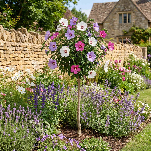 Patio Hibiscus Tree | Hibiscus syriacus 'Tricolour' Shrubs