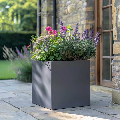 Premium Matte Grey Square Planter | Galvanised Zinc Add ons